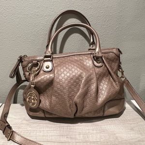 GUCCI ROSE MICROGUCCISIMA GOLD/BLUSH BAG WITH ADJUSTABLE CROSSBODY STRAP